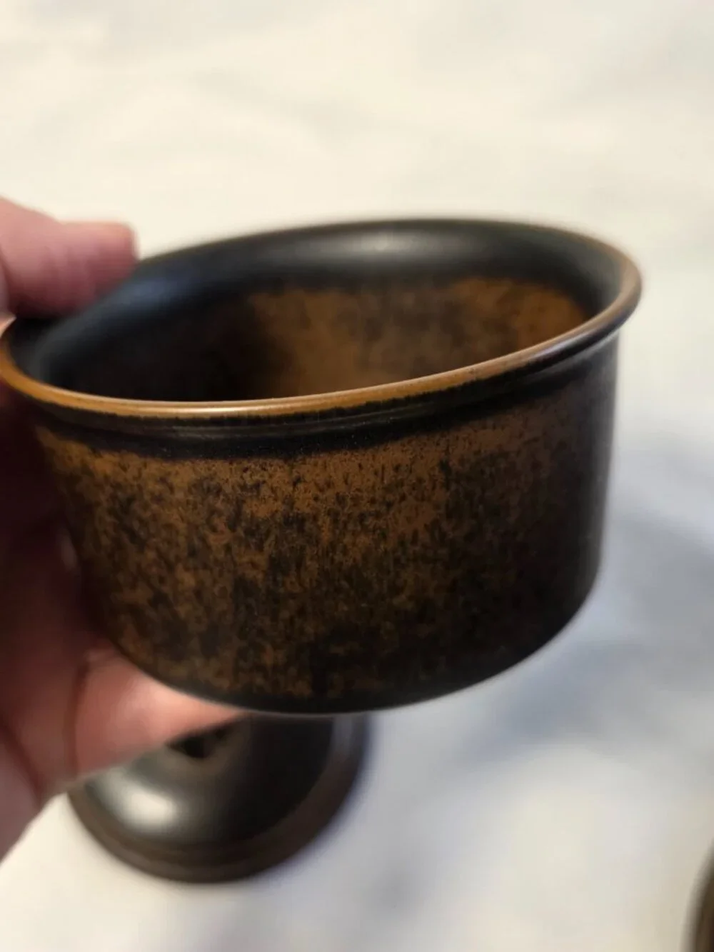 Arabia of Finland Rushka Sugar Bowl with Lid Light & Dark Brown Spotted NEW